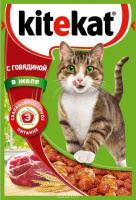Kitekat 85г пауч Влажный корм для взрослых кошек Говядина (желе)