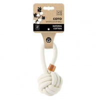 Mpets Игрушка для собак мяч-петля белый хлопок, 8см