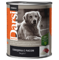 Darsi Влажный корм для взрослых собак с чувствительным пищеварением, Говядина с рисом в паштете