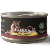 Landor 70г конс. Дополнительное питание для взрослых кошек Тунец и краб
