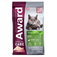 Award Special Care Weight Control Сухой корм для взрослых стерилизованных кошек для контроля веса с мясом Кролика Award Special Care Weight Control Сухой корм для взрослых стерилизованных кошек для контроля веса с мясом Кролика