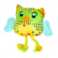 Wogy Игрушка-пищалка для собак мягкая Сова, с канатами, крылья шуршат, 30*28*10см