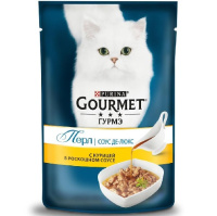 Gourmet 75г пауч Перл Влажный корм для взрослых кошек Курица (соус)