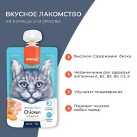 Wanpy Cat Лакомство для кошек Мясной мусс из курицы и моркови