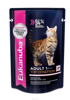 Eukanuba Cat 85г пауч Top Condition Влажный корм для взрослых кошек Лосось (соус)