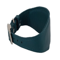 Каскад Ошейник с расширением из овечьей кожи "селедка" зеленый, обхват шеи 23-27см