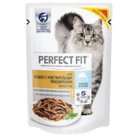 Perfect Fit 75г пауч Sensitive Влажный корм для кошек с чувствительным пищеварением Лосось (соус)