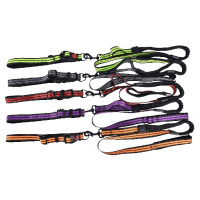 Nunbell Набор для собак со светоотражающими элементами, поводок амортизирующий/ошейник, микс, 120*2см (в ассортименте)