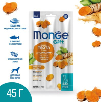 Monge Gift 45г Лакомство Мягкие палочки для собак со свежей форелью и босвеллией для поддержки подвижности суставов