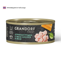 Grandorf Fresh Консервы для кошек Куриная грудка с филе лосося в желе
