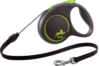 Поводок-рулетка Flexi Black Design cord S 5m 12 kg green