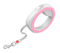 Поводок-рулетка WAUDOG R-leash, круглая, XS-M, до 40кг, 2.9м, светоотражающая летка, розовый