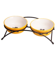 Миски Mr.Kranch на подставке для собак и кошек двойные 2*290 мл оранжевые