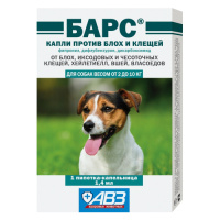 Барс капли против блох и клещей для собак от 2кг до 10кг (1пип по 1,4мл)