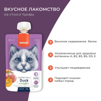Wanpy Cat Лакомство для кошек Мясной мусс из утки и тыквы
