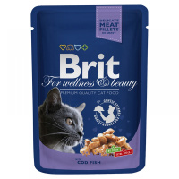Brit Premium 100г пауч Cod Fish Влажный корм для взрослых кошек Треска