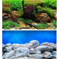 Фон плотный двусторонний ВОДНЫЙ САД/ЯРКИЕ КАМНИ 45см/15м (цена за 1 метр)