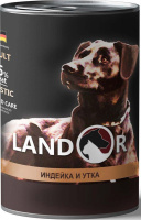 Landor Adult Dog Turkey&Duck влажный корм для взрослых собак всех пород, Индейка и утка