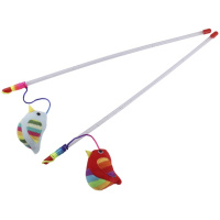 Nunbell Игрушка-дразнилка для кошек Птичка с пищалкой на палочке, 47см (в ассортименте)