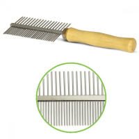 Triol Расческа "Классика" двухсторонняя с деревянной ручкой, 5,5*17,5 см (306М)