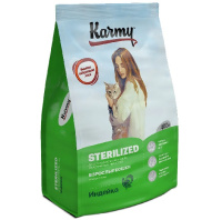 Karmy 400г Sterilized Сухой корм для стерилизованных кошек и кастрированных котов Индейка