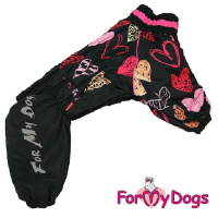 ForMyDogs Комбинезон Сердечки черно/розовый для девочек TDW0140/2-2023F (размер А1, спинка 30см, обхват груди 50см)