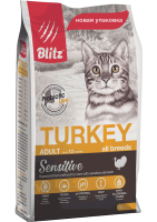 Blitz 400г Adult Sensitive Turkey Сухой корм для взрослых кошек Индейка