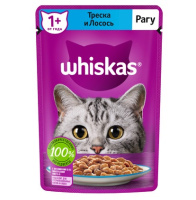 Whiskas Влажный корм для взрослых кошек от 1 года, Треска и лосось рагу