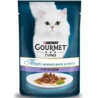Gourmet 85г пауч Перл Влажный корм для взрослых кошек Ягненок (соус)