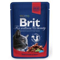 Brit Premium 100г пауч Beef Stew&Peas Влажный корм для взрослых кошек Говядина и горошек