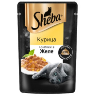 Sheba 75г пауч Влажный корм для взрослых кошек Ломтики Курица в желе