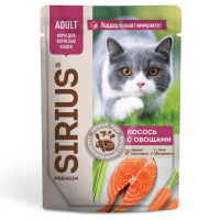 Sirius Влажный корм для взрослых кошек, Лосось с овощами соус