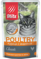 Blitz Classic Poultry Влажный корм для взрослых кошек, Курица с индейкой в желе