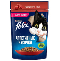 Felix Влажный корм для взрослых кошек, Говядина в желе