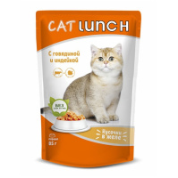 Cat Lunch Влажный корм для взрослых кошек, Говядина и индейка в желе