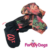 ForMyDogs Комбинезон черный Листья для мальчиков FW691-2019М, (размер 18, спинка 36см, обхват груди 48см)