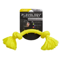 Playology Жевательный канат Dri Tech Rope для собак средних пород с ароматом курицы, средний, желтый, 23см
