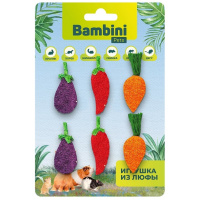 Bambini Pets Игрушка для грызунов Набор овощей из люфы, 6шт