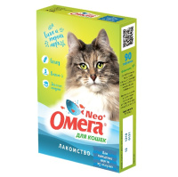 Омега Neo Мультивитаминное лакомство для кошек для выведения шерсти из желудка с солодом 90 таб.