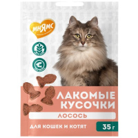 Мнямс Лакомство Лакомые кусочки для кошек и котят кусочки из Лосося, 35г