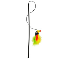 Mr.Kranch Игрушка-дразнилка для кошек Тукан плюшевая с кошачьей мятой и перышками зеленая, 17см