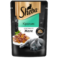 Sheba 75г пауч Влажный корм для взрослых кошек Ломтики Кролик (желе)