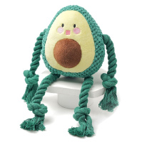 Mr.Kranch Игрушка для собак Авокадо плюшевая с канатиками и пищалкой, 13,5см