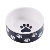 Mr.Kranch Миска керамическая для собак черная с лапками, 420мл