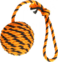 Doglike Игрушка для собак Мяч Броник средний с ручкой, оранжево-черный, d10,5см, длина ручки 36-38см