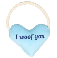 Mr.Kranch Игрушка для собак мелких и средних пород Сердечко с канатом и пищалкой голубое, 15*12*4см