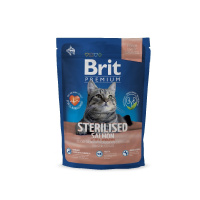 Brit Premium Сat 300г Sterilised Сухой корм для стерилизованных кошек и котов Лосось, курица, печень
