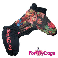 ForMyDogs Дождевик Листья черный для мальчиков FW754/3-2019M (размер А3, спинка 40см, обхват груди 60см)