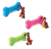 Triol Игрушка для собак Косточка с веревкой из цельнолитой резины, 9,5*16,5см (в ассортименте)