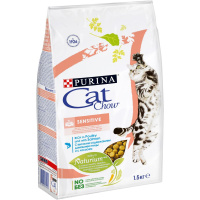 Cat Chow 1,5кг Adult Sensitive Сухой корм для взрослых кошек с чувствительным пищеварением Лосось